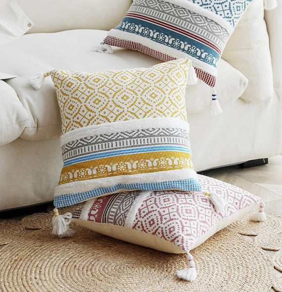 Geometric Modern Sofa Pillows for Bedroom, Square Pillows for Couch, Modern Decorative Pillow for Interior Design, Contemporary Decorative Pillow Covers-artworkcanvas