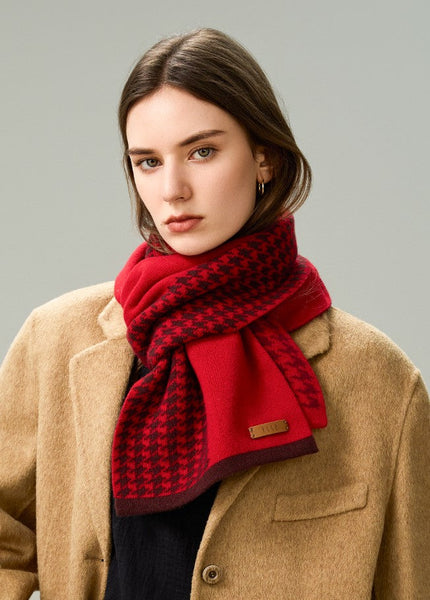 Fashion Designer Scarf, Modern Wool Scarf for Women, Casual Scarf for Women, Cold Weather Scarf, Red Winter Scarf, Soft Cashmere Scarf for Women-artworkcanvas