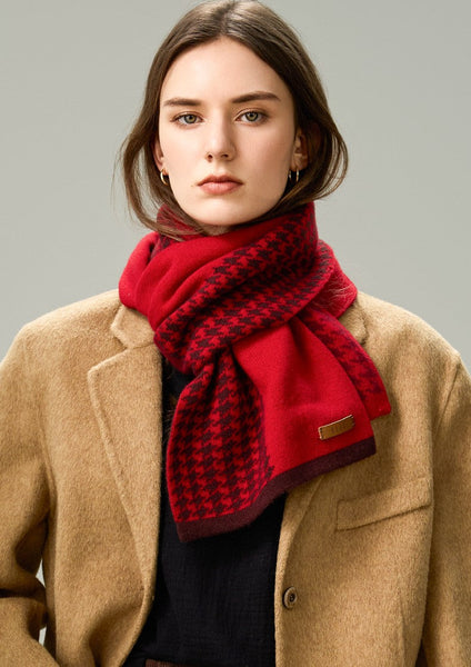 Fashion Designer Scarf, Modern Wool Scarf for Women, Casual Scarf for Women, Cold Weather Scarf, Red Winter Scarf, Soft Cashmere Scarf for Women-artworkcanvas