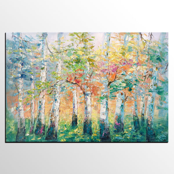 Landscape Canvas Painting, Spring Tree Painting, Landscape Painting for Bedroom, Impasto Paintings, Canvas Painting for Sale