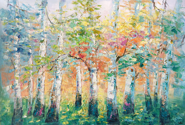 Landscape Canvas Painting, Spring Tree Painting, Landscape Painting for Bedroom, Impasto Paintings, Canvas Painting for Sale
