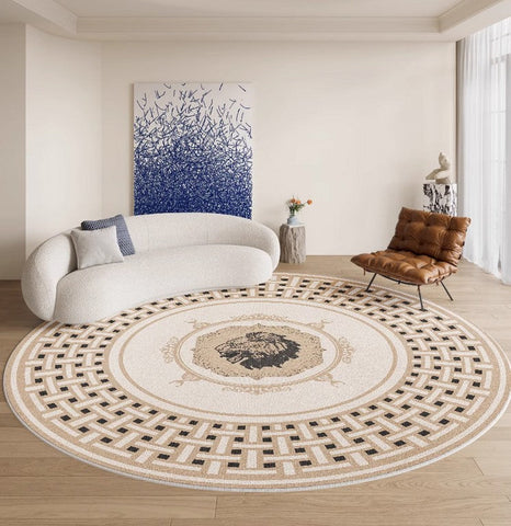 Contemporary Round Rugs, Bedroom Modern Round Rugs, Modern Rug Ideas for Living Room, Circular Modern Rugs under Dining Room Table-artworkcanvas