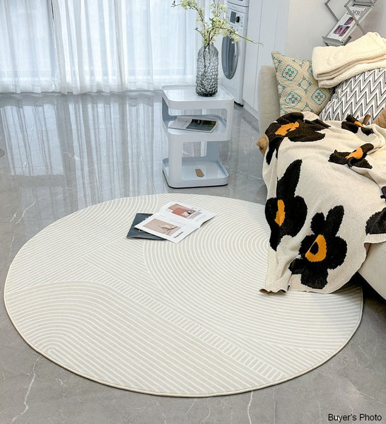 Bedroom Abstract Modern Area Rugs, Contemporary Modern Rug for Living Room, Geometric Round Rugs for Dining Room, Circular Modern Rugs under Chairs-artworkcanvas