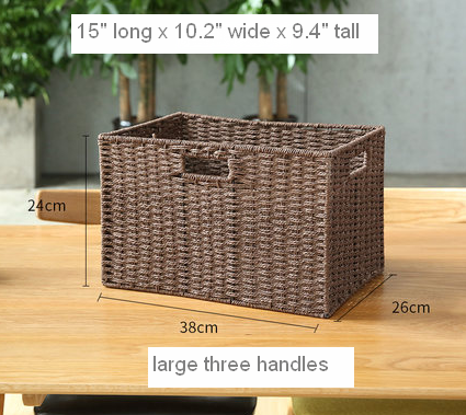 Large Woven Straw Storage Basket, Storage Basket for Bedroom, Rectangle Storage Basket, Picnic Storage Basket, Storage Basket for Toys-artworkcanvas