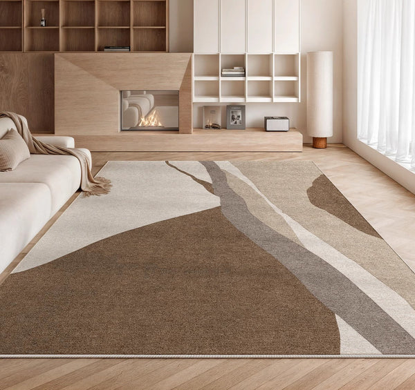 Elegant Modern Area Rugs under Sofa, Dining Room Floor Rugs, Abstract Contemporary Rugs for Bedroom, Mid Century Area Rugs for Living Room-artworkcanvas