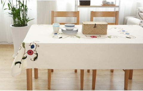 Modern Table Cover for Dining Table, Cotton Embroidered Rectangle Tablecloth for Kitchen, Simple Modern Tablecloth for Tea Table, Cabinit, Bedstand-artworkcanvas