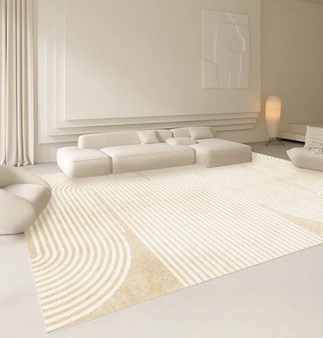 Dining Room Modern Rugs, Thick Soft Modern Rugs for Living Room, Cream Color Modern Living Room Rugs, Contemporary Rugs for Bedroom-artworkcanvas