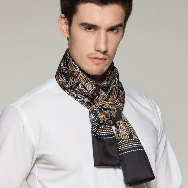 Long Men Silk Scarf, High Quality Silk Necktie, Business Silk Scarf Men, Silk Scarf For Suit, British Style Long Scarf, Luxury Silk Neck Scarf, Mens Spring Autumn Scarf, Formal Wear Silk Scarf-artworkcanvas