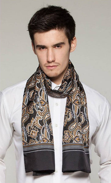 Long Men Silk Scarf, High Quality Silk Necktie, Business Silk Scarf Men, Silk Scarf For Suit, British Style Long Scarf, Luxury Silk Neck Scarf, Mens Spring Autumn Scarf, Formal Wear Silk Scarf-artworkcanvas