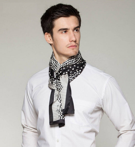 High Quality Silk Necktie, Business Silk Scarf Men, Long Men Silk Scarf, Silk Scarf For Suit, British Style Long Scarf, Luxury Silk Neck Scarf, Mens Spring Autumn Scarf, Formal Wear Silk Scarf-artworkcanvas