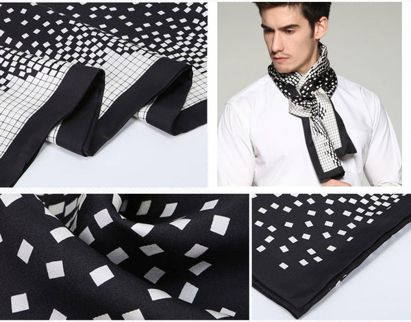 High Quality Silk Necktie, Business Silk Scarf Men, Long Men Silk Scarf, Silk Scarf For Suit, British Style Long Scarf, Luxury Silk Neck Scarf, Mens Spring Autumn Scarf, Formal Wear Silk Scarf-artworkcanvas