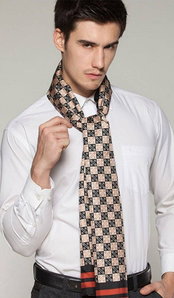 Business Silk Scarf Men, Long Silk Scarf for Men, Silk Scarf For Suit, High Quality Silk Necktie, British Style Long Scarf, Luxury Silk Neck Scarf, Mens Spring Autumn Scarf, Formal Wear Silk Scarf-artworkcanvas