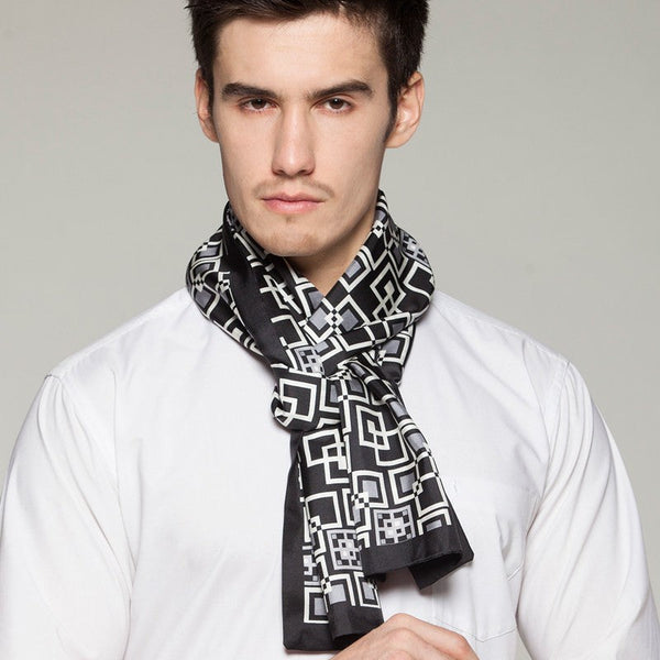 Silk Scarf For Suit, High Quality Silk Necktie, British Style Long Scarf, Business Silk Scarf Men, Long Silk Scarf for Men, Luxury Silk Neck Scarf, Mens Spring Autumn Scarf, Formal Wear Silk Scarf-artworkcanvas