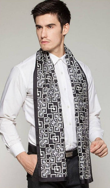Silk Scarf For Suit, High Quality Silk Necktie, British Style Long Scarf, Business Silk Scarf Men, Long Silk Scarf for Men, Luxury Silk Neck Scarf, Mens Spring Autumn Scarf, Formal Wear Silk Scarf-artworkcanvas