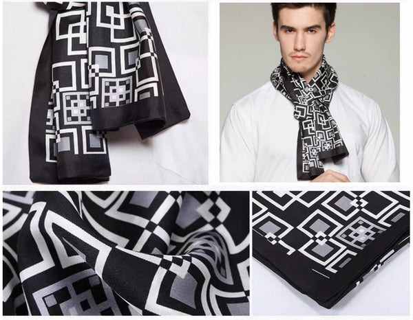 Silk Scarf For Suit, High Quality Silk Necktie, British Style Long Scarf, Business Silk Scarf Men, Long Silk Scarf for Men, Luxury Silk Neck Scarf, Mens Spring Autumn Scarf, Formal Wear Silk Scarf-artworkcanvas