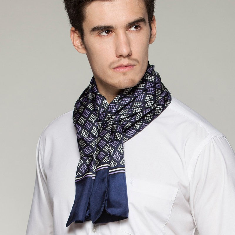 Mens Thin Silk Scarf, Business Silk Scarf Men, Lightweight Long Scarf, Formal Professional Neckwear, Luxury Silk Ascot