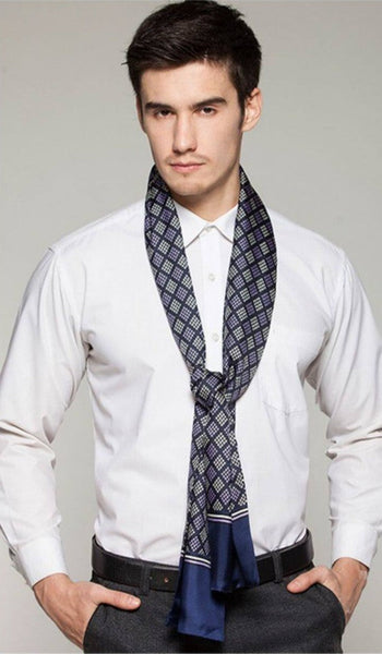 Mens Thin Silk Scarf, Business Silk Scarf Men, Silk Scarf For Suit, British Style Long Scarf, Luxury Silk Neck Scarf, Mens Spring Autumn Scarf, Formal Wear Silk Scarf-artworkcanvas