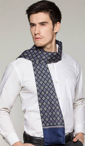 Mens Thin Silk Scarf, Business Silk Scarf Men, Silk Scarf For Suit, British Style Long Scarf, Luxury Silk Neck Scarf, Mens Spring Autumn Scarf, Formal Wear Silk Scarf-artworkcanvas