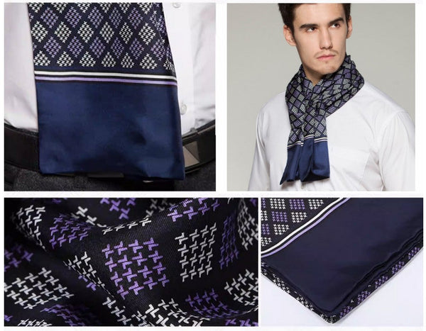 Mens Thin Silk Scarf, Business Silk Scarf Men, Silk Scarf For Suit, British Style Long Scarf, Luxury Silk Neck Scarf, Mens Spring Autumn Scarf, Formal Wear Silk Scarf-artworkcanvas