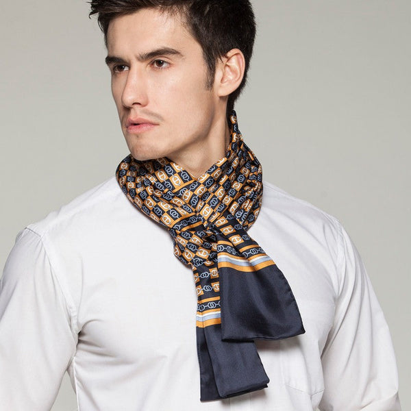 Formal Wear Silk Scarf, Mens Thin Silk Scarf, Mens Spring Autumn Scarf, Business Silk Scarf Men, Silk Scarf For Suit, British Style Long Scarf, Luxury Silk Neck Scarf-artworkcanvas