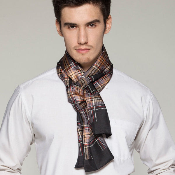 British Style Long Scarf, Luxury Silk Neck Scarf, Formal Wear Silk Sca –  artworkcanvas