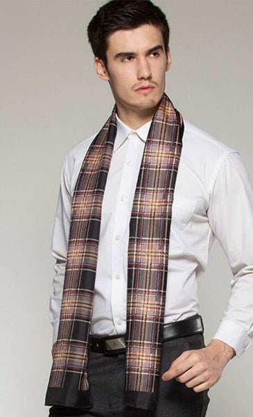 British Style Long Scarf, Luxury Silk Neck Scarf, Formal Wear Silk Scarf, Mens Thin Silk Scarf, Mens Spring Autumn Scarf, Business Silk Scarf Men, Silk Scarf For Suit-artworkcanvas