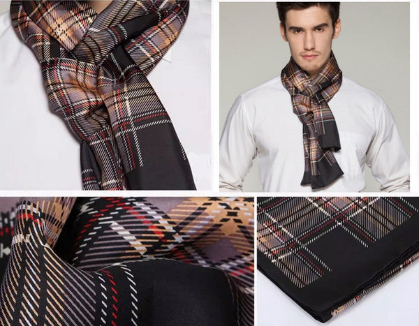 British Style Long Scarf, Luxury Silk Neck Scarf, Formal Wear Silk Scarf, Mens Thin Silk Scarf, Mens Spring Autumn Scarf, Business Silk Scarf Men, Silk Scarf For Suit-artworkcanvas