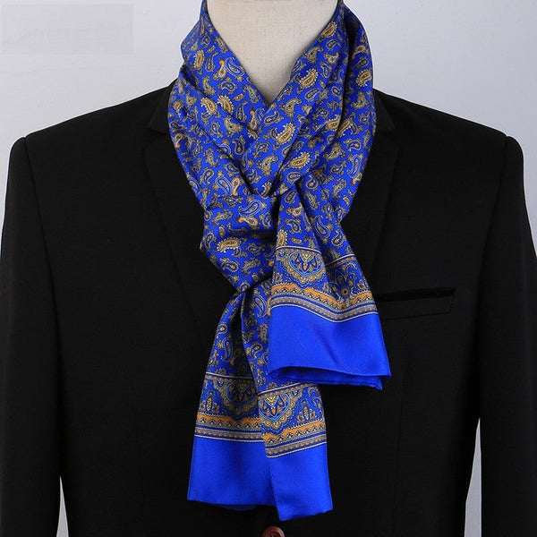 Luxury Silk Neck Scarf, Formal Wear Silk Scarf, British Style Long Scarf, Mens Thin Silk Scarf, Mens Spring Autumn Scarf, Business Silk Scarf Men, Silk Scarf For Suit-artworkcanvas