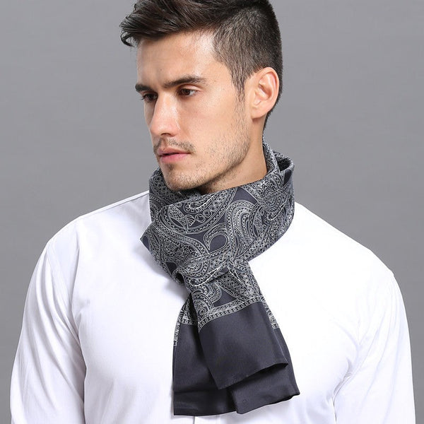 Formal Wear Silk Scarf, Silk Ascot For Men, Lightweight Silk Scarf Men, Silk Neckerchief For Business, Mens Dress Silk Scarf, Elegant Silk Scarf Mens, Skinny Silk Scarf Men-artworkcanvas