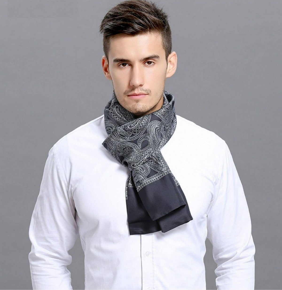 Formal Wear Silk Scarf, Silk Ascot For Men, Professional Thin Neckwear, Luxury Business Scarf, Mens Dress Silk Ascot