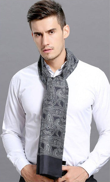 Formal Wear Silk Scarf, Silk Ascot For Men, Lightweight Silk Scarf Men, Silk Neckerchief For Business, Mens Dress Silk Scarf, Elegant Silk Scarf Mens, Skinny Silk Scarf Men-artworkcanvas