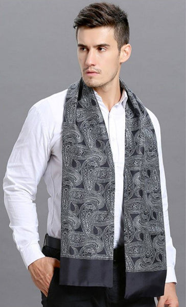Formal Wear Silk Scarf, Silk Ascot For Men, Lightweight Silk Scarf Men, Silk Neckerchief For Business, Mens Dress Silk Scarf, Elegant Silk Scarf Mens, Skinny Silk Scarf Men-artworkcanvas