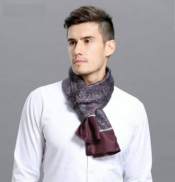 Lightweight Silk Scarf Men, Silk Neckerchief For Business, Formal Wear Silk Scarf, Silk Ascot For Men, Mens Dress Silk Scarf, Elegant Silk Scarf Mens, Skinny Silk Scarf Men-artworkcanvas