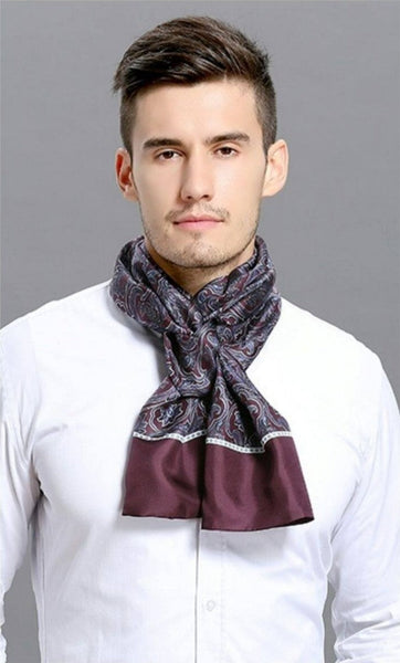 Lightweight Silk Scarf Men, Silk Neckerchief For Business, Formal Wear Silk Scarf, Silk Ascot For Men, Mens Dress Silk Scarf, Elegant Silk Scarf Mens, Skinny Silk Scarf Men-artworkcanvas