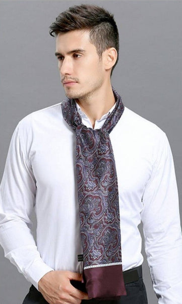 Lightweight Silk Scarf Men, Silk Neckerchief For Business, Formal Wear Silk Scarf, Silk Ascot For Men, Mens Dress Silk Scarf, Elegant Silk Scarf Mens, Skinny Silk Scarf Men-artworkcanvas