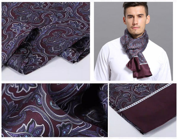 Lightweight Silk Scarf Men, Silk Neckerchief For Business, Formal Wear Silk Scarf, Silk Ascot For Men, Mens Dress Silk Scarf, Elegant Silk Scarf Mens, Skinny Silk Scarf Men-artworkcanvas