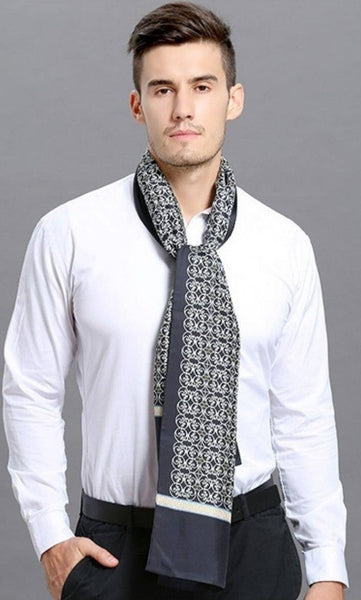 Elegant Silk Scarf Mens, Skinny Silk Scarf Men, Lightweight Silk Scarf Men, Silk Neckerchief For Business, Formal Wear Silk Scarf, Silk Ascot For Men, Mens Dress Silk Scarf-artworkcanvas