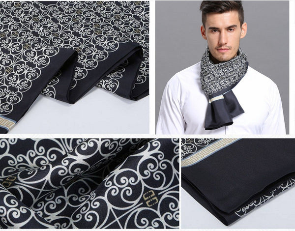 Elegant Silk Scarf Mens, Skinny Silk Scarf Men, Lightweight Silk Scarf Men, Silk Neckerchief For Business, Formal Wear Silk Scarf, Silk Ascot For Men, Mens Dress Silk Scarf-artworkcanvas