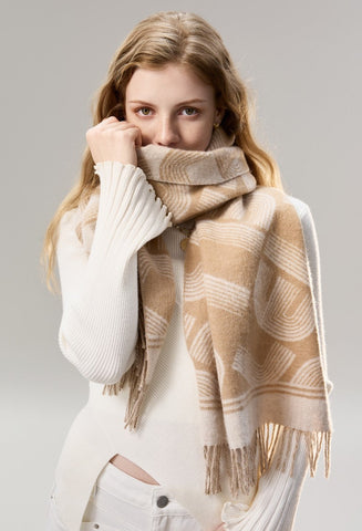Elegant Scarf, Holiday Women Scarf, Cold Weather Scarf, Fashion Designer Scarf, Modern Wool Scarf, Warm Winter Scarf, Soft Cashmere Scarf for Women-artworkcanvas