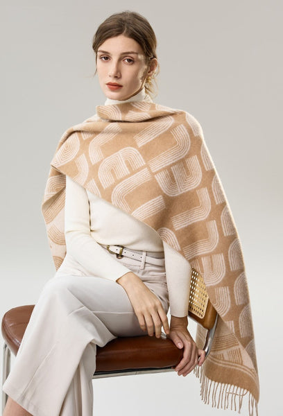 Elegant Scarf, Holiday Women Scarf, Cold Weather Scarf, Fashion Designer Scarf, Modern Wool Scarf, Warm Winter Scarf, Soft Cashmere Scarf for Women-artworkcanvas