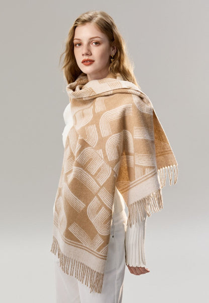 Elegant Scarf, Holiday Women Scarf, Cold Weather Scarf, Fashion Designer Scarf, Modern Wool Scarf, Warm Winter Scarf, Soft Cashmere Scarf for Women-artworkcanvas