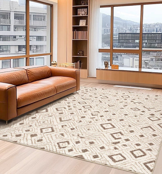 Contemporary Area Rugs for Bedroom, Geometric Modern Rugs for Dining Room, Dining Room Floor Carpets, Mid Century Modern Living Room Rugs-artworkcanvas