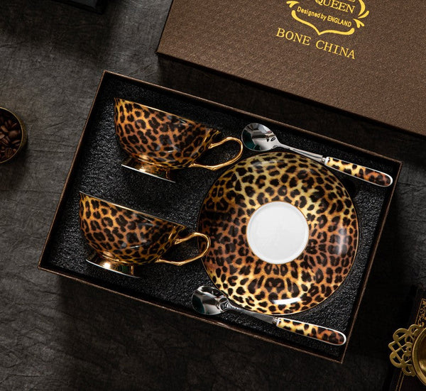 Creative Porcelain Tea Cup Saucer Set, Modern Ceramic Cups, 7.8 oz Ceramic Coffee Cups, Unique Tea Cup and Saucer in Gift Box-artworkcanvas