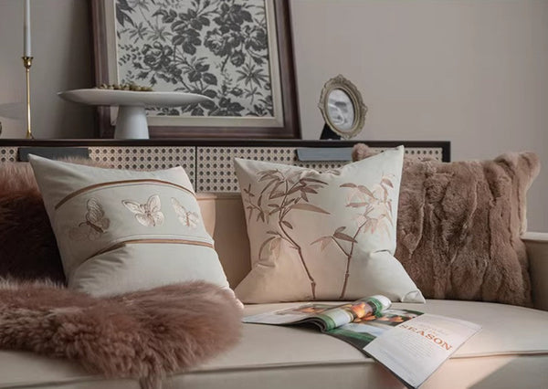 Embroidered Butterfly Pillow Covers, Modern Decorative Pillows for Bedroom, Decorative Pillow Arrangement Ideas for Couch, Large Decorative Throw Pillows for Living Room-artworkcanvas