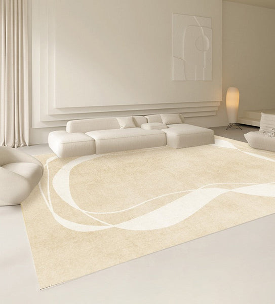 Thick Soft Modern Rugs for Living Room, Dining Room Modern Rugs, Cream Color Modern Living Room Rugs, Contemporary Rugs for Bedroom-artworkcanvas