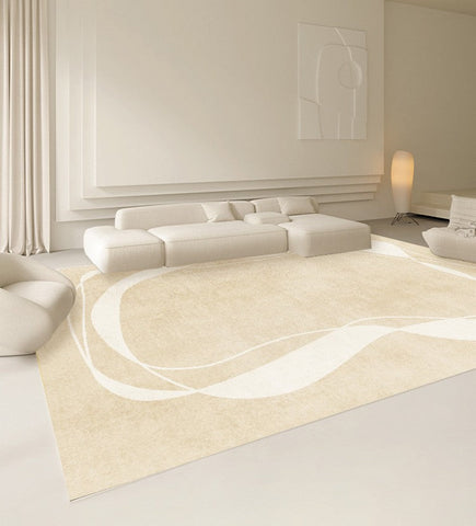Dining Room Modern Rugs, Cream Color Modern Living Room Rugs, Thick Soft Modern Rugs for Living Room, Contemporary Rugs for Bedroom-artworkcanvas