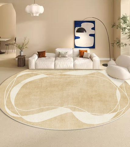 Thick Round Rugs under Coffee Table, Contemporary Modern Rug Ideas for Living Room, Modern Round Rugs for Dining Room, Circular Modern Rugs for Bedroom-artworkcanvas