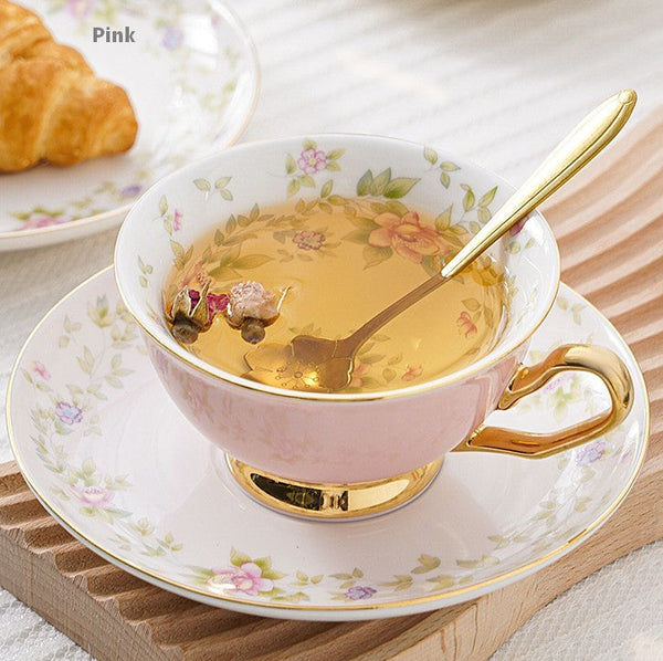Elegant Ceramic Coffee Cups, Beautiful British Tea Cups, Unique Traditional Afternoon Tea Cup and Saucer in Gift Box, Royal Porcelain Tea Cup Set-artworkcanvas