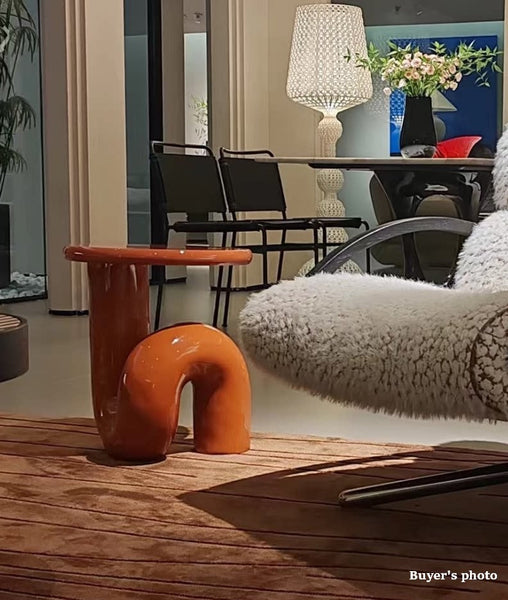 Contemporary Round Side Table, Minimalist Modern Occasional Table, Unique Small End Table, Portable Casual Side Table, Low Profile Sofa Table, Creative Coffee Table, Lightweight Indoor Outdoor Table, Contemporary Side Table-artworkcanvas