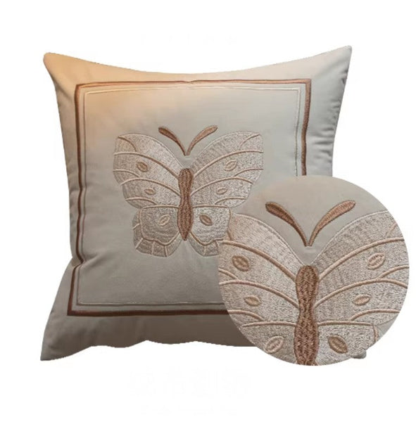 Embroidered Butterfly Pillow Covers, Modern Decorative Pillows for Bedroom, Decorative Pillow Arrangement Ideas for Couch, Large Decorative Throw Pillows for Living Room-artworkcanvas